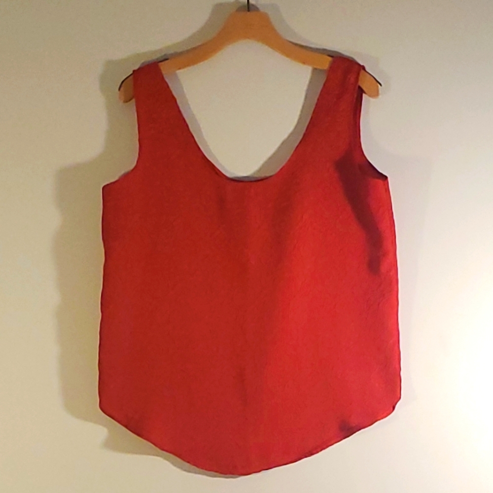 Handmade Tank Top Silky Satin Texture Red